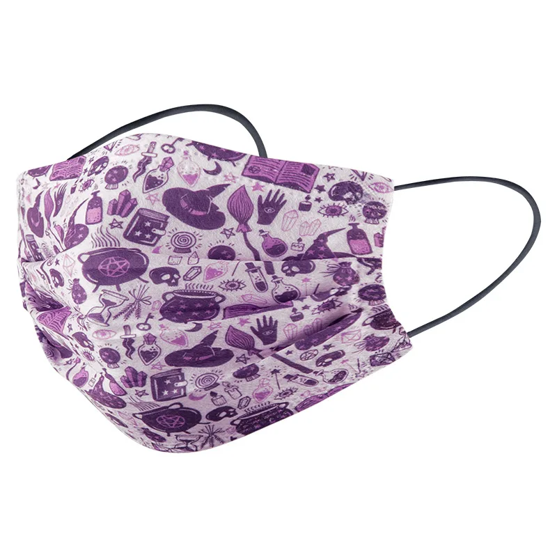 

10pcs Adult's 3 Layer Tie Dye Print Designer Mask For Face Masques Disposable Mask Mascarillas Desechables Halloween Cosplay