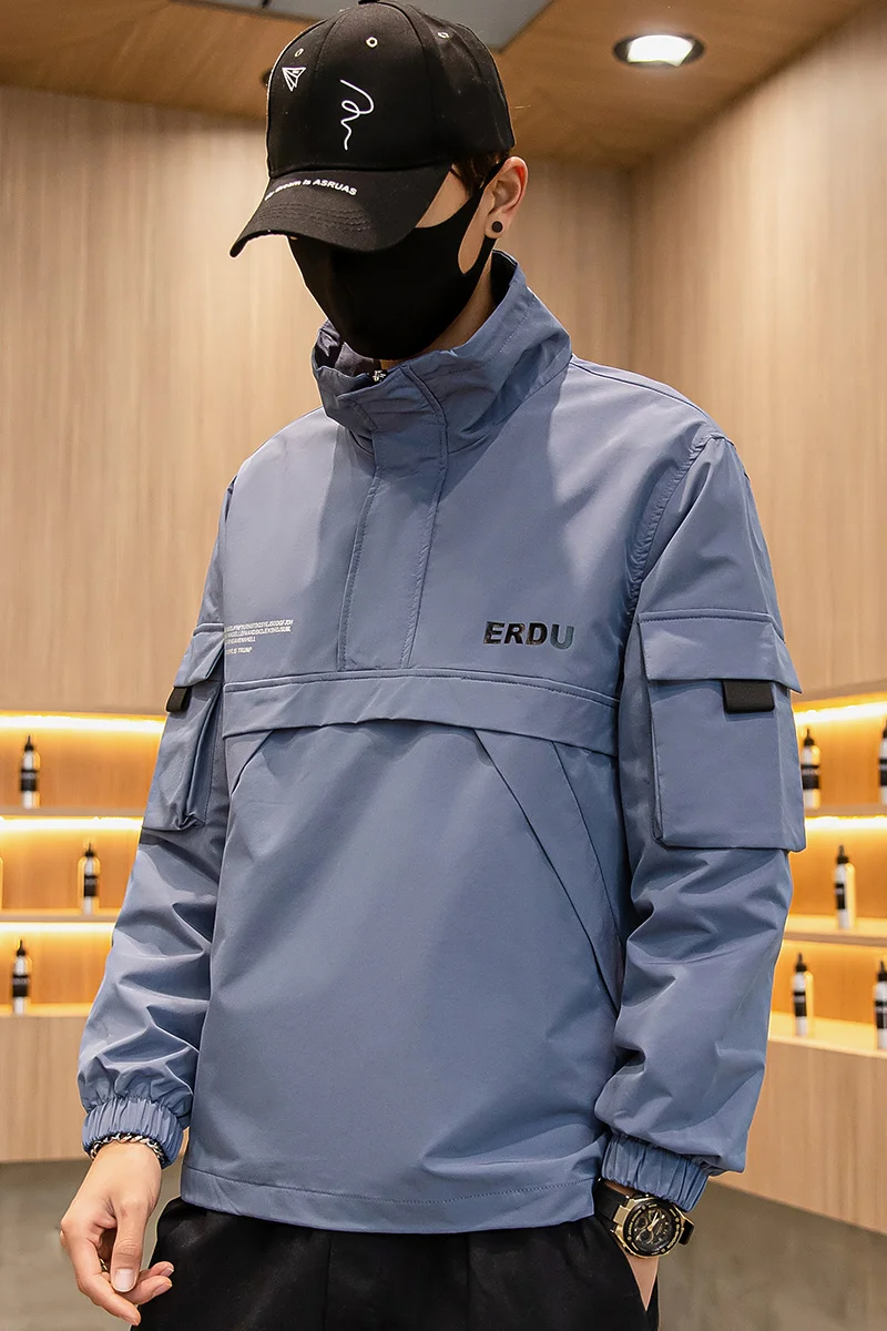 

Mens Anorak Jackets Men Hip-Hop Outwear Autumn Windbreaker Patchwork Casual Streetwear Male Outdoor Overcoat Top 4XL
