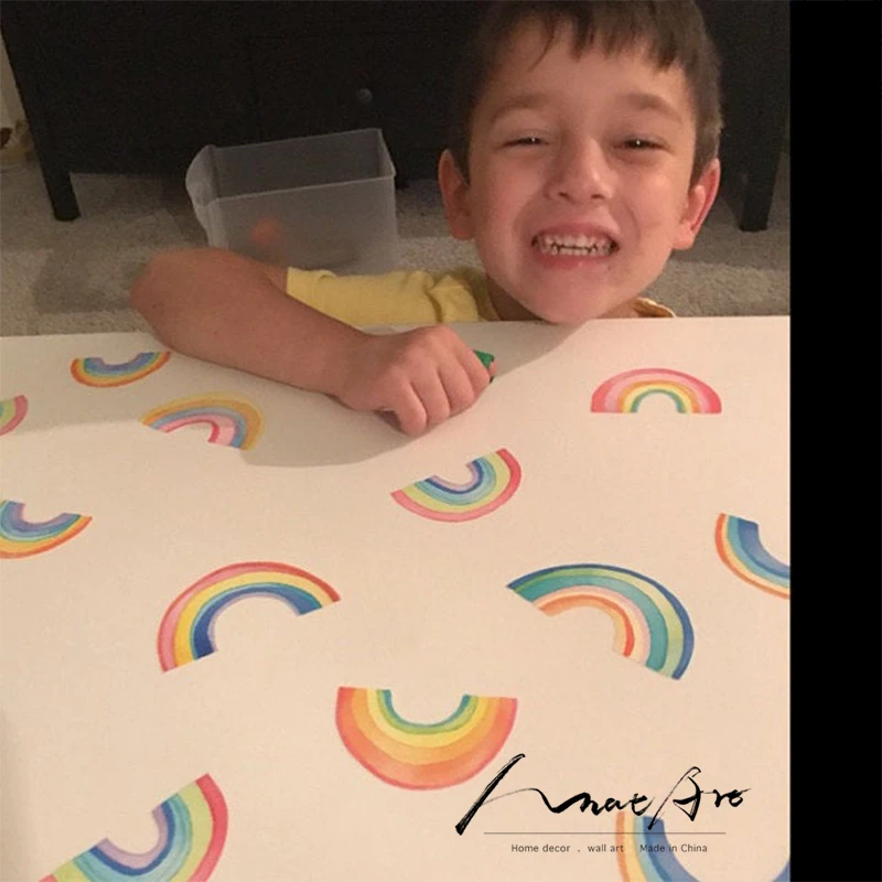 Тканевая Наклейка на стену радуга Детская Акварельная наклейка настенные