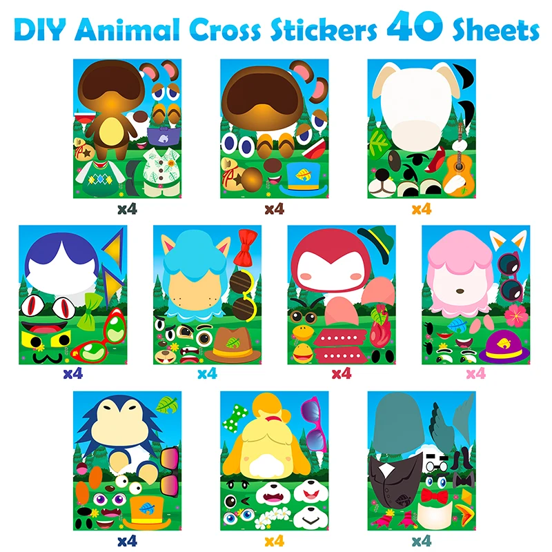 

40pcs Animal Gaming Stickers Cartoon Stickers for Children Stickers for Luggage Water Bottle Laptop Guitar Room Decorations