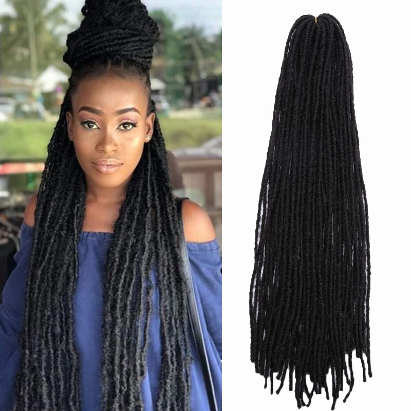 

Straight Faux Locs Crochet Hair Synthetic Dreadlocks Sister Locks Afro Braiding Hair Extensions 18" Black Brown Hair