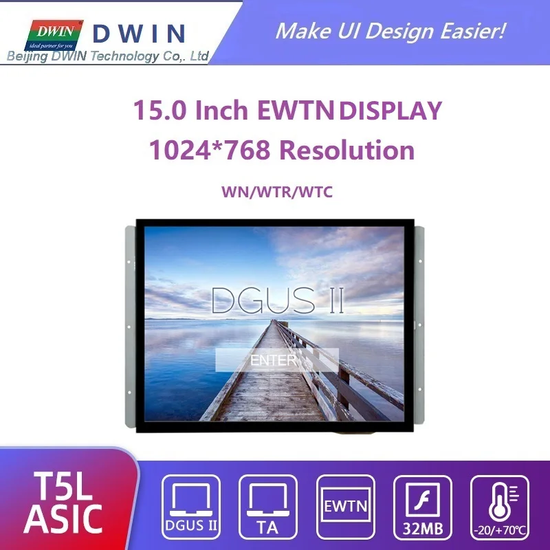 

15.0 Inch EWTN TFT LCD, 1366*768 Resolution, DWIN DMG13768C150_03W, Intelligent HMI Product, Kiosk, Commercial Use