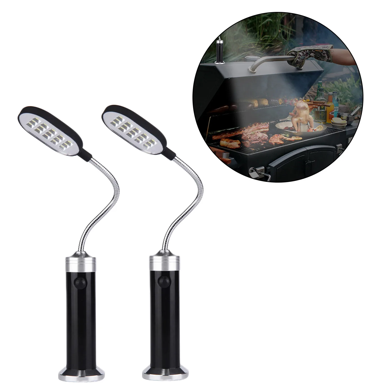 

2pcs Portable Magnetic 360 Degree Adjustable LED Light Lamp with 15 LED for BBQ Barbecue Outdoor Grill Accessories Tool