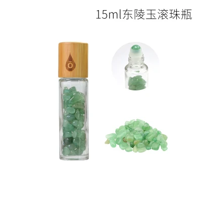 10ml 15ml Bamboo lid Clear Glass Bottle Roll On Fragrance Perfume Doterra Essential Oil Bottles With Jade Ball Roller Bamboo Cap