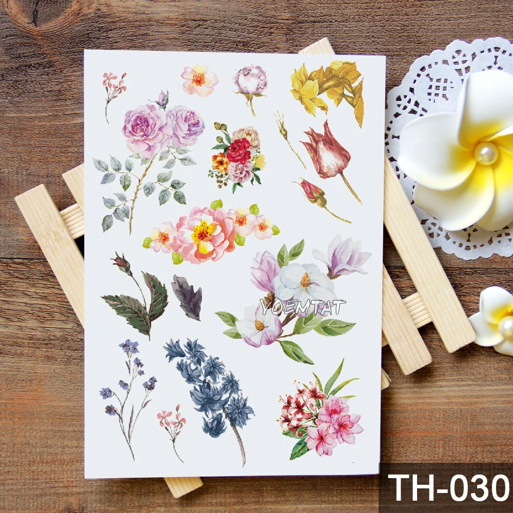 Waterproof Temporary Tattoo Sticker Leaves Flowers Kids Cute Tatoo Arm Neck Sexy Body Art Fake slut Tatto Women Men | Красота и