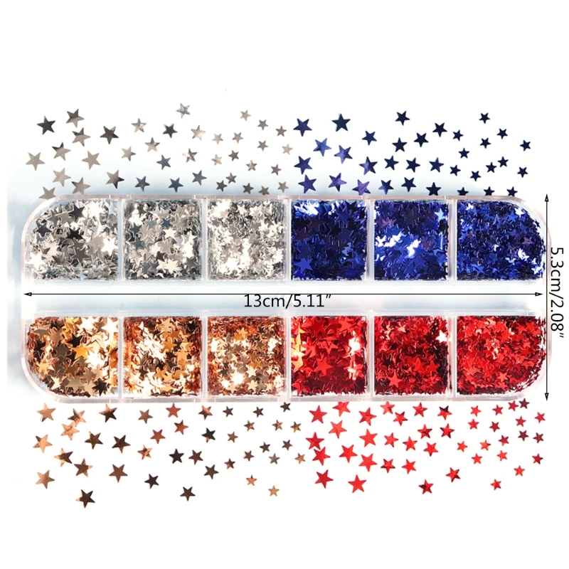 

12 Grids/Box Holographic Glitter Five-pointed Stars Sequins Epoxy Resin Silicone Mold Fillings DIY Jewelry Filler