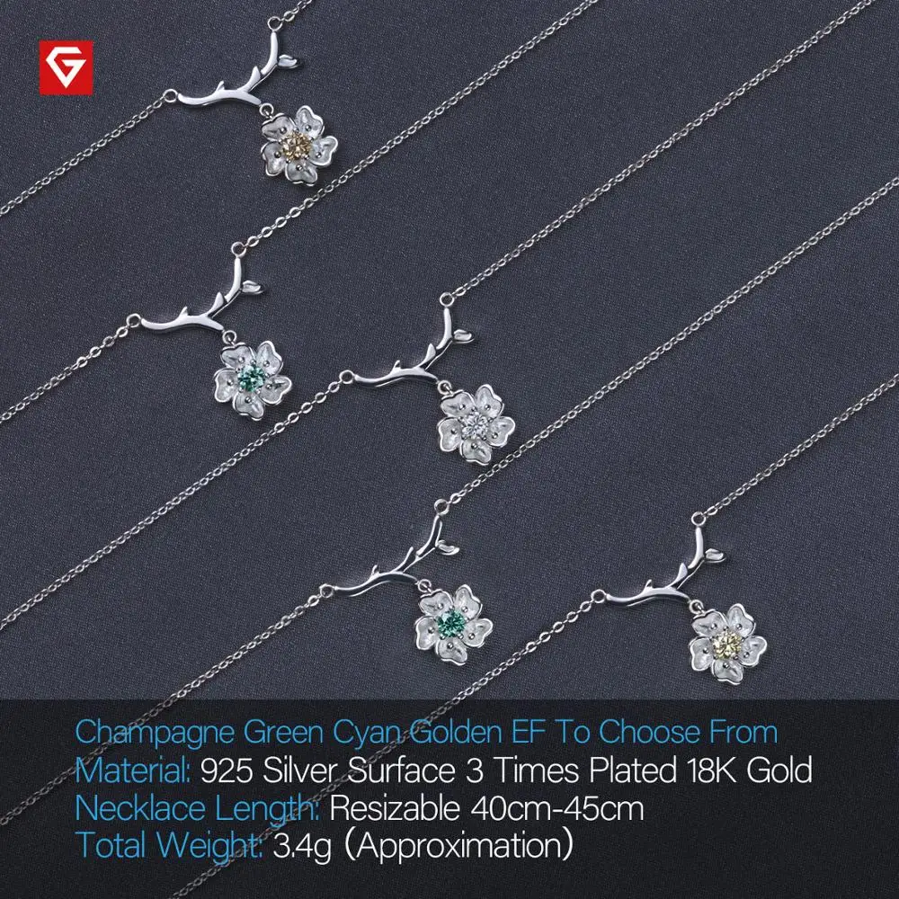 GIGAJEWE 0.3ct 4 мм зеленый круглый 18 К покрытый белым золотом 925 Серебряный Муассанит ожерелье с бриллиантами проверенные ювелирные изделия подарок для женщин и девочек