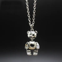 trendy titanium steel bear necklace female hip hop pendant men long sweater chain fashion jewelry accessories birthday gifts