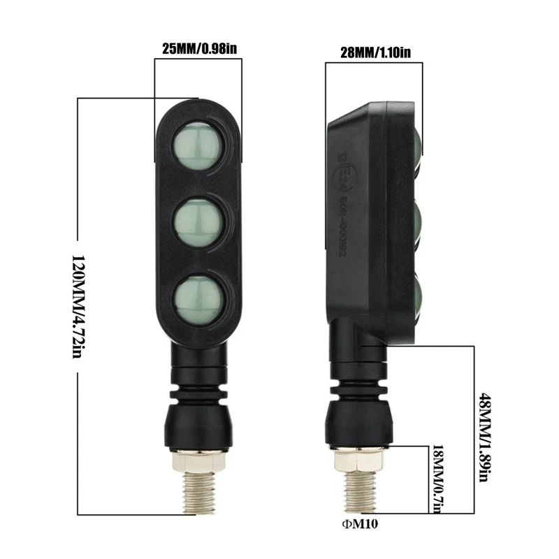 

2PCS Motorcycle Daytime Running Light Modification LED There-Color DRL Turn Signal Light Brake Light B