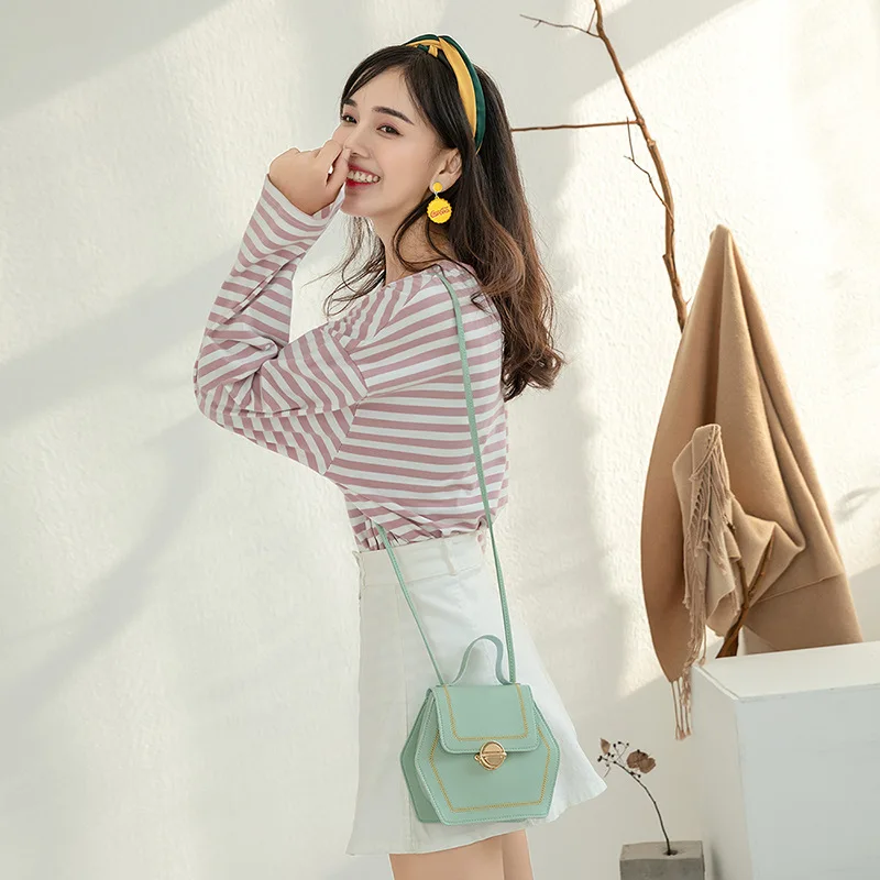 Модная крутая Геометрическая шестиугольная сумка с вышивкой откидная Пряжка