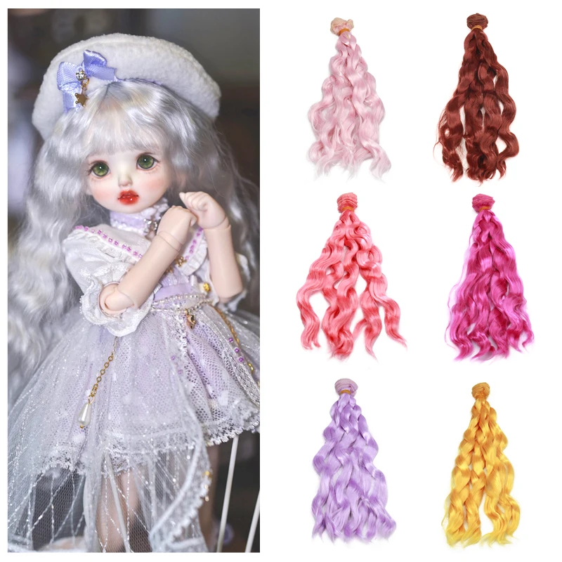 

Muziwig 20cm Imitation Mohair Curly Hair Weft Soft Hair Wigs for BJD SD Puliip Kurhn Blyth All Doll Toy Doll Accessories