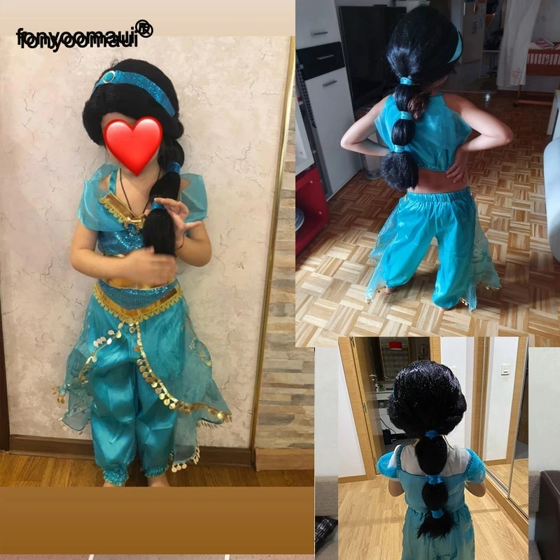 Девушки Дети парик для косплея Жасмин Эльза и Анна с героями мультфильма Моана