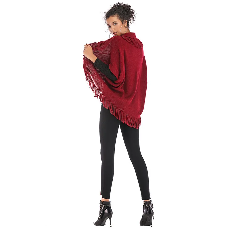

Through Cross-border Qiu Dong The European And American Pure Color Female Loose Sleeves Shawl Cardigan Sweater Coat