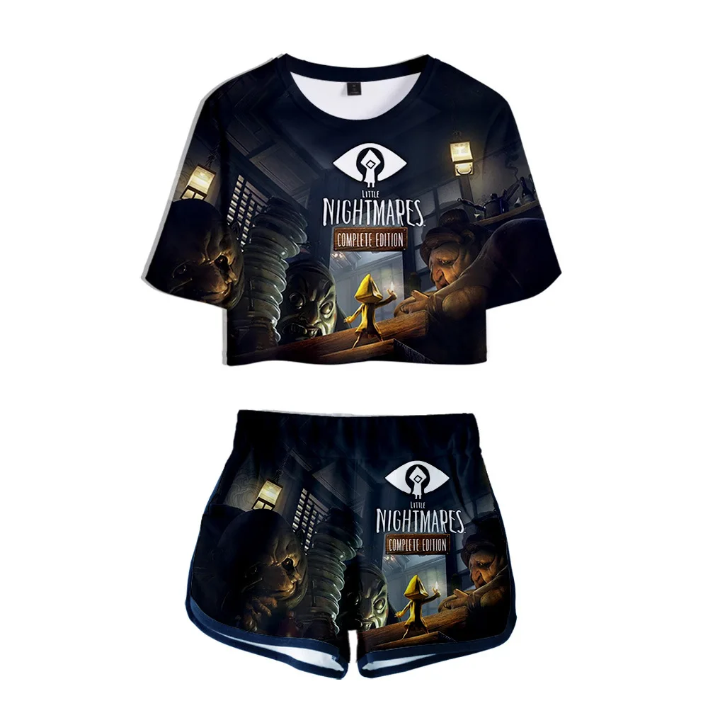 

Little Nightmares Two Pieces Sets Women Fashion T-shirt+shorts Clothes Song Imported 3D Print 2021 Fashion Female Short Sweet