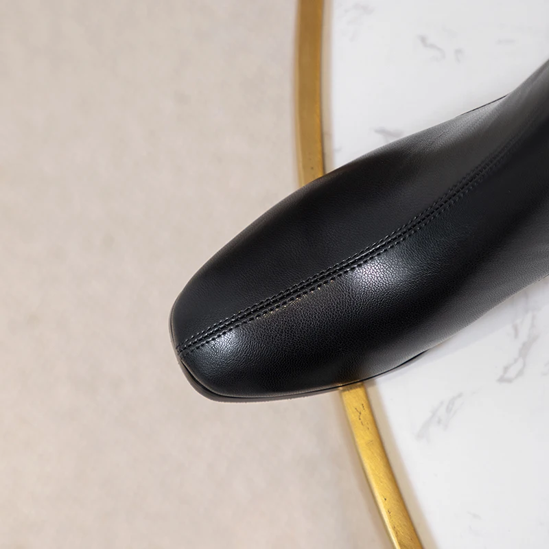 

Casual style comfortable round toe ankle boots fashion zipper black brown medium with thick motorcycle boots women's shoes