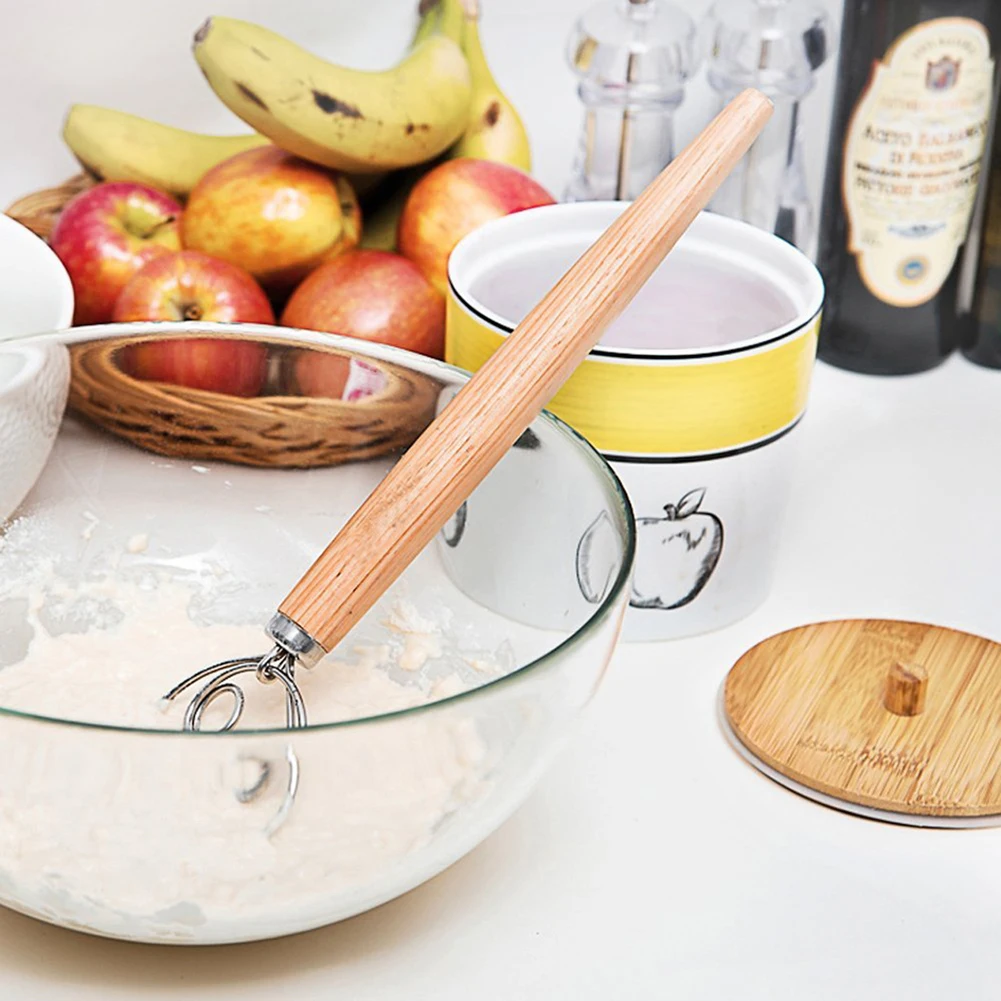 

13" Mixer Egg Beater Manual Self Turning Stainless Steel Whisk Hand Blender Egg Cream Stirring Kitchen Tools