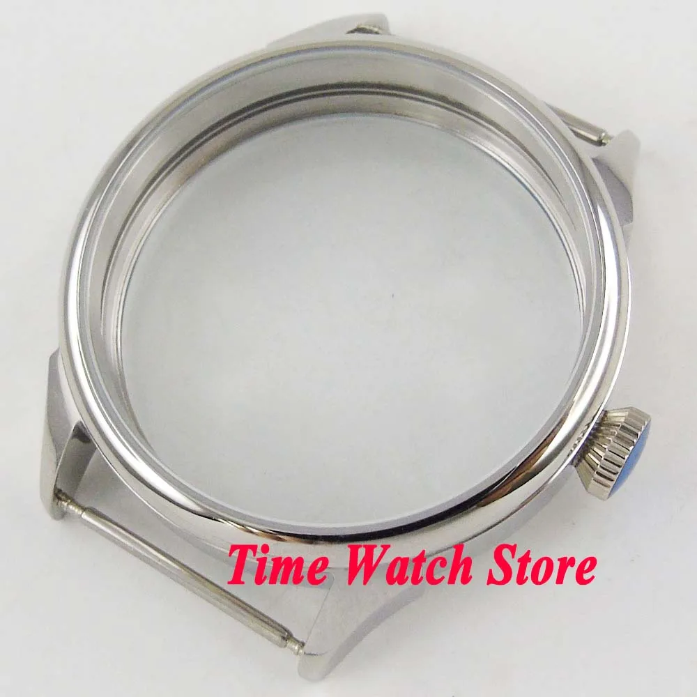 

42mm Polished 316L stainless steel watch case fit ETA 6497 6498 hand winding movement C137