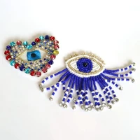 fashion beaded embroidered eye patches for clothing sew on rhinestone parches eye appliques decoration badge parche
