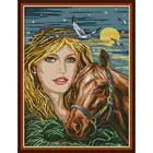 Наборы для вышивки крестом Красавица и лошадь, картина с изображением радости, портрета, 11CT, 14CT, DMS, наборы для вышивки