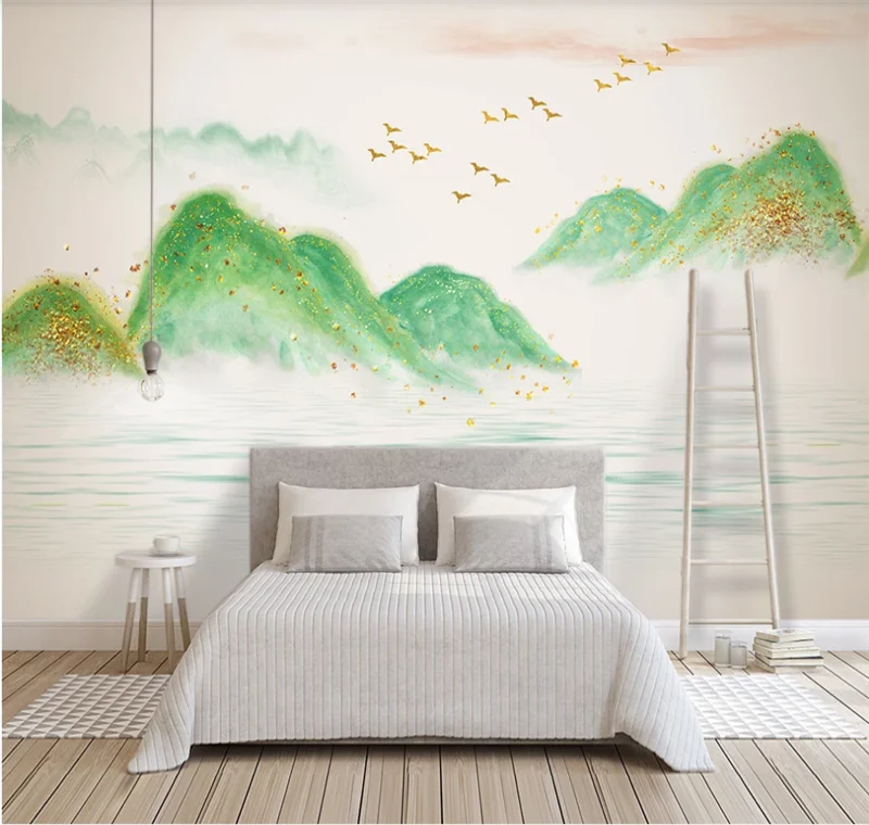 

Customized 3D wallpaper new Chinese decorative painting thousands of miles of rivers and mountains