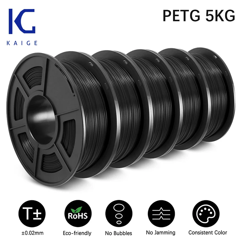 

KAIGE PETG 1.75mm 5KG 3D Printing Filament Sublimation Blanks Good Toughness PETG Filament PLA Consumables No Bubble Material