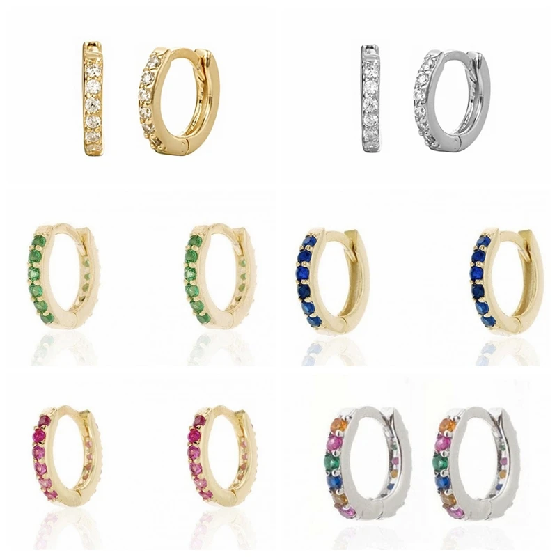 

Punk Small Hoop Earrings For Women Crystal Zircon Ear Bone Earrings Girl Gift Gold Cartilage Earrings Hip Hop Men aretes K5