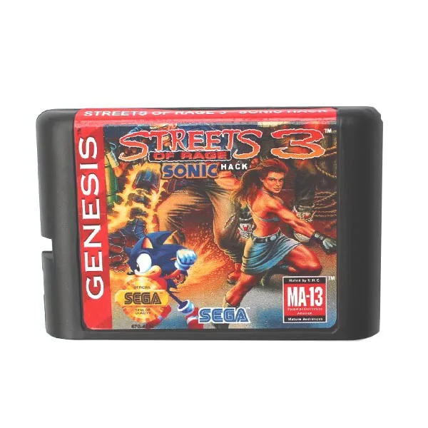 Игровая карта Streets Of Rage 3 Sonic Version NTSC-USA 16 бит MD для Sega Mega Drive For Genesis |