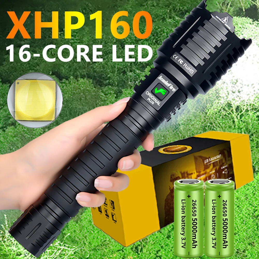 Online 10000MAH XHP160 Potente Torcia A 16 Core Lanterna Più Luminosa Autodifesa Torcia A Mano Torcia Tattica Da Caccia Per Campeggio