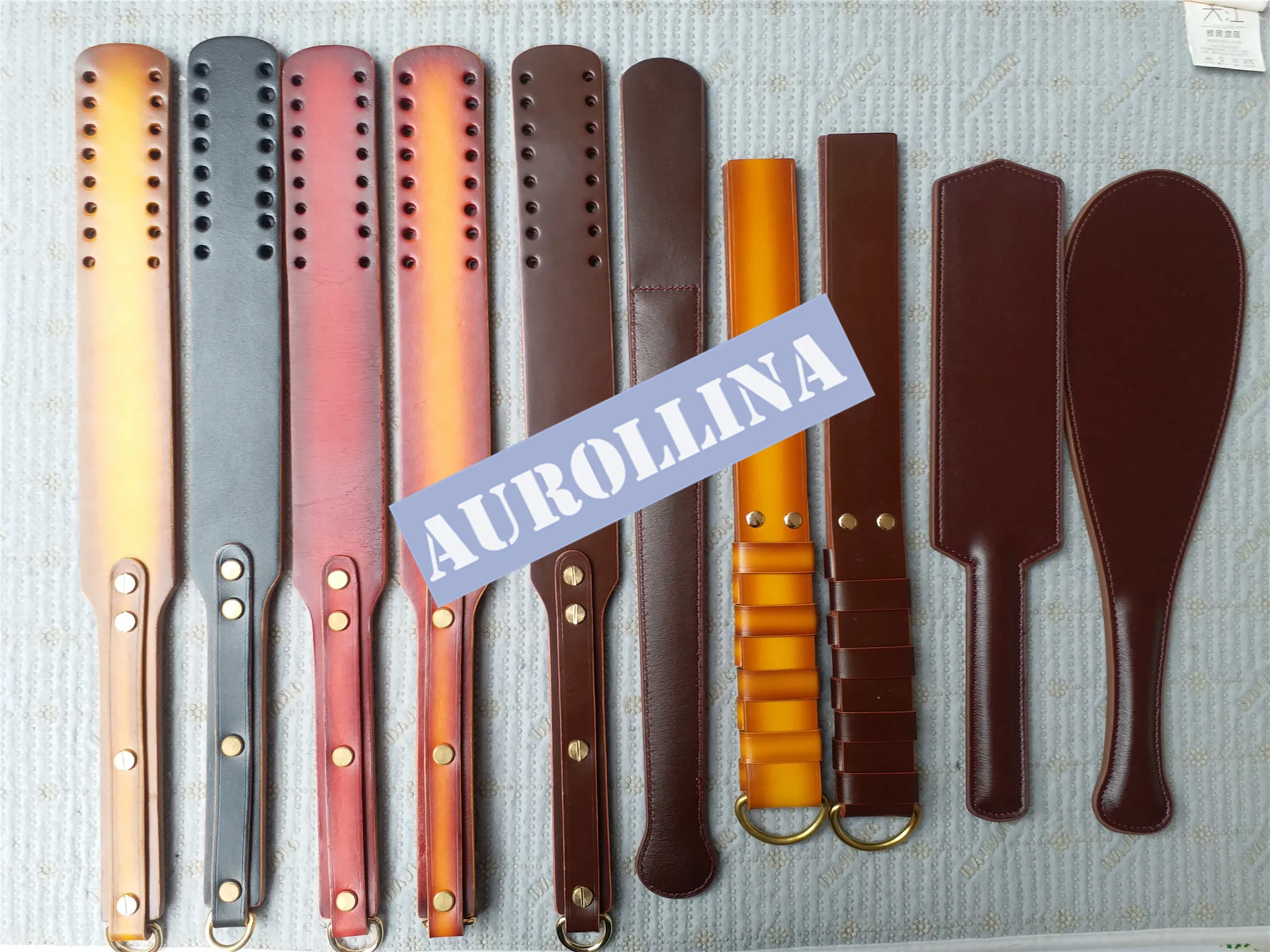 Fine Spanking Tool Set Adult Spanking Tool Kit Personalized Name Engraved GenuineLeather First Layer Cow Leather