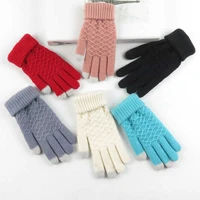 fleece screen gloves crochet touch winter warm for women cute ladies knitted touch screen split finger warm lovely gloves