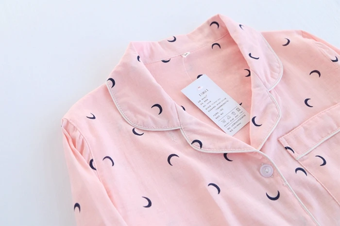 100% Gauze Cotton Women Pajamas Set Spring Autumn maple leaf summer Cute Sleepwear Casual Homewear Female Pyjamas