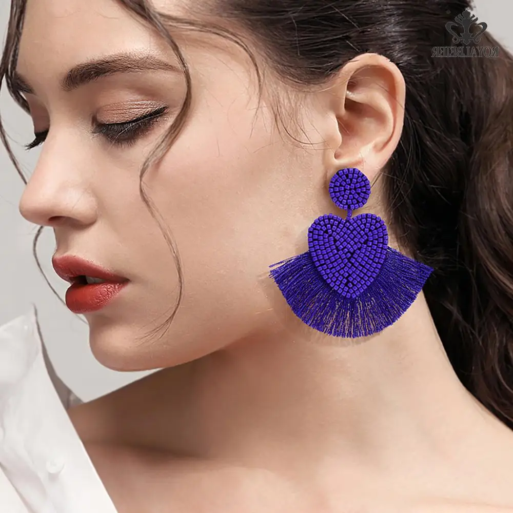 Женские серьги ROYALBEIER модные серьги-капельки с кисточками и в богемном стиле для