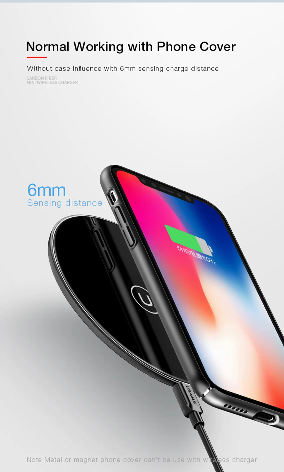 USAMS Qi Беспроводное зарядное устройство для iPhone X/XS Max XR 8 8 Plus 10 Вт 5V2A стекло быстрая Беспроводная зарядка для samsung S8 S9/S9+ Note 9 8