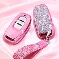 diamond car key case protection cover for audi a4l a5 a6 a6l q5 s5 s7 protect shell car styling cover case keyrings for girls