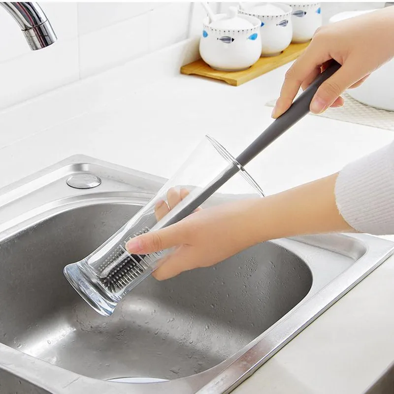 

Bottle Brush Cup Scrubbing Silicone Kitchen Cleaner For Washing Cleaning Bottle Brush With Handle Cleaning Utensils Brush Glass