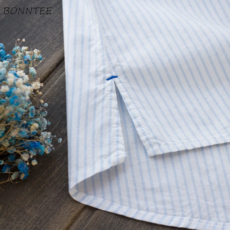 Рубашки женские утепленные с воротником-стойкой в полоску простые универсальные