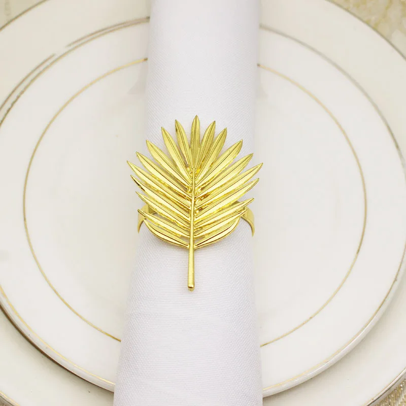Новинка 6 шт./лот Золотое кольцо для салфеток с листьями в западном стиле пуговицы