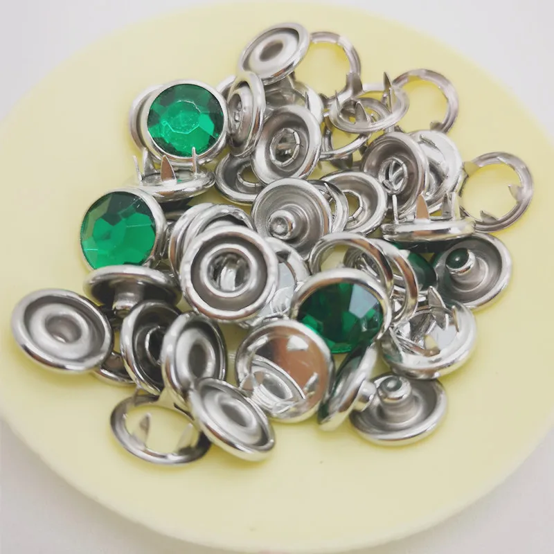 100SET 10mm rhinestone pearl Press Studs Snap Fastener Popper Prong Ring snap button for baby clothes | Дом и сад