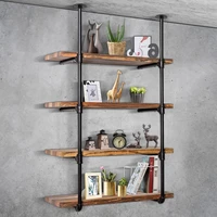 2 pcs 5 tier bookshelf diy black iron pipe pipe shelves industrial furniture home wall shelf bracket hanging storage shelves