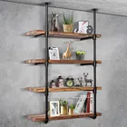 Книжная полка 5 уровней, 2 шт., черная железная труба сделай сам, полки для промышленной мебели, бытовые фотополки, подвесные полки для хранения