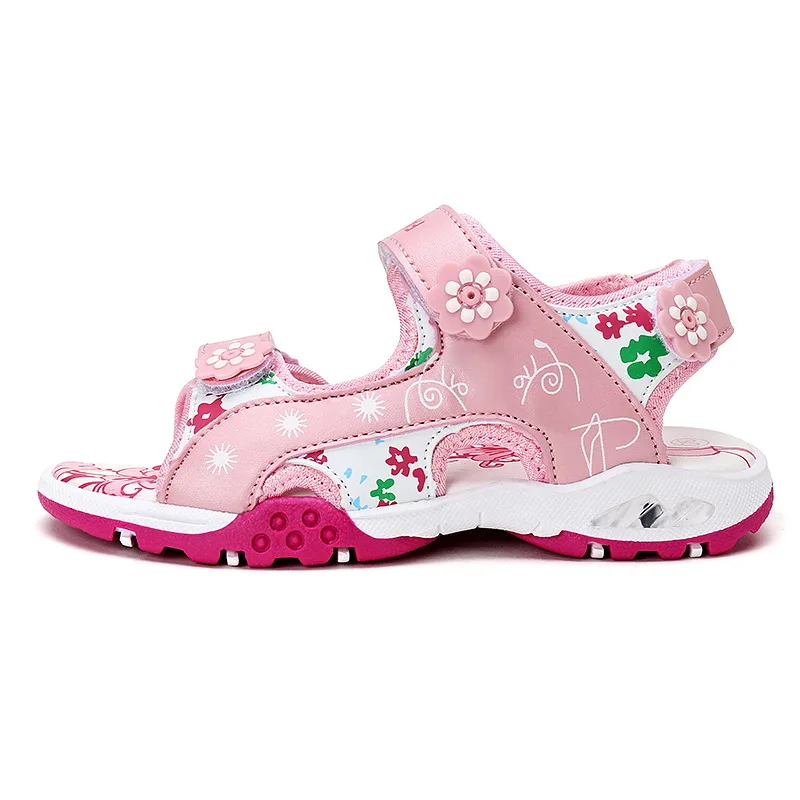 

Free shipping children's sandals cartoon strawberry girls shoes summer kids beach hollow breathable beautiful cute pink