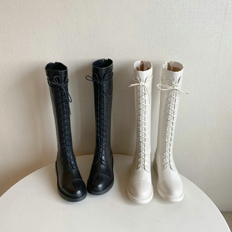 

Female Winter Warm Long Riding Boots Quality Genuine Leather 3cm Heels Night Club Shoes Woman New Women Knee High Boots