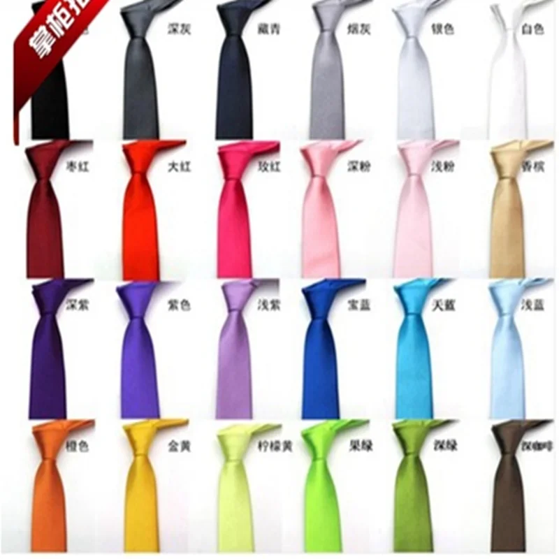 

5 cm 24colors in stock mens regular sized neck ties imitate silk solid color plain wedding necktie lenth Free Shipping