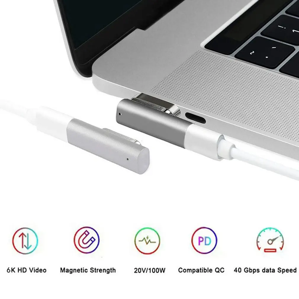 

Small 3 Magnetic Suction Type-C Adapter Computer Side Plug New Elbow 24pin Full Function PD Flash Charge Transmission 100W