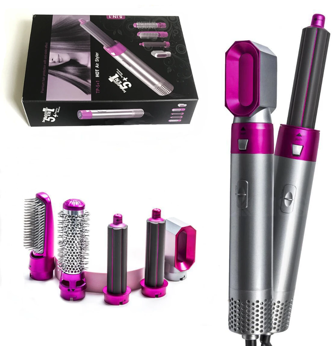 Фен для волос 5 в 1 электрическая расческа выпрямитель с отрицательными ионами