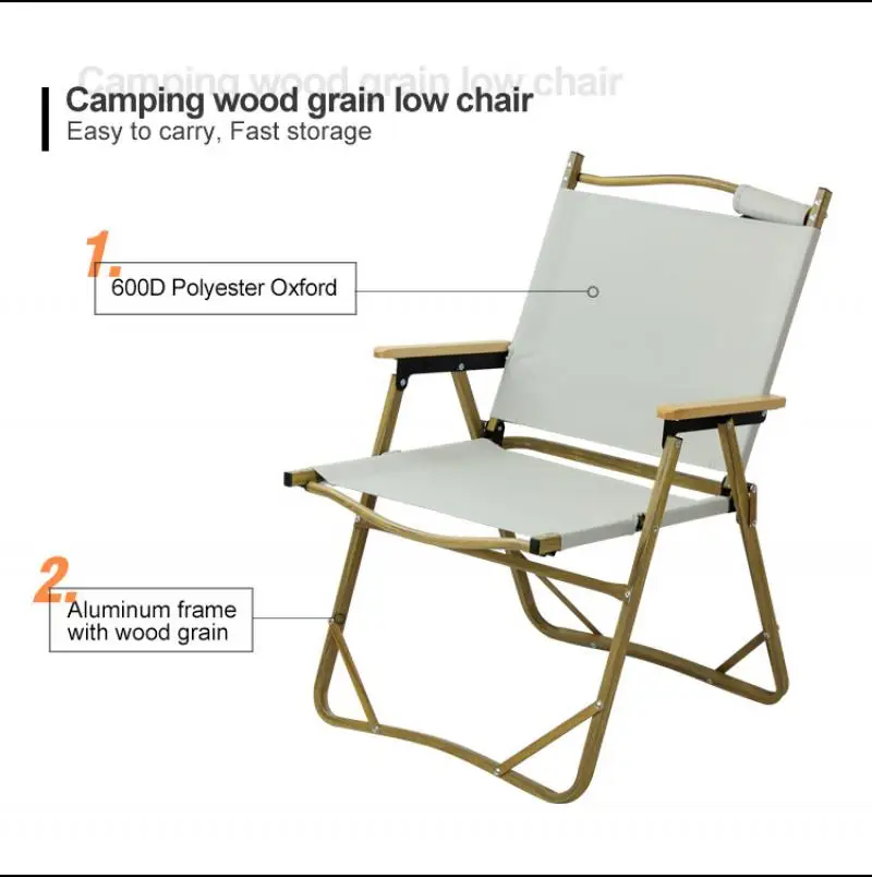

Modern European Style Outdoor Home Beach Chair Portable Fishing Chair With Double Armrests Solid And Durable