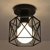 industrial ceiling lamp shape square diamond iron chandelier pendant light fixture for hallway entrance aisle porch without lamp