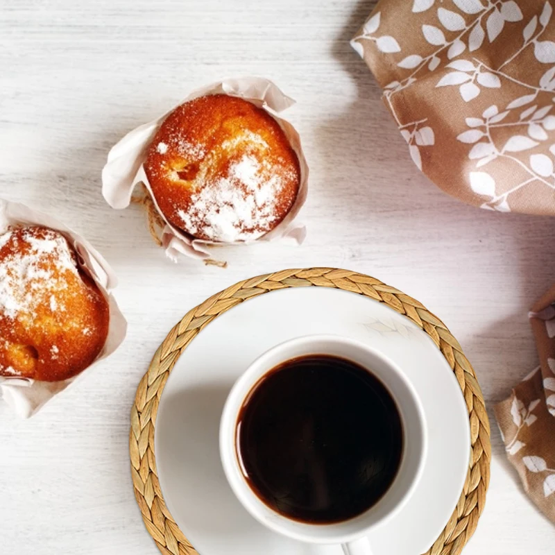 2 шт. круглые салфетки тканые коврики для обеденного стола водостойкие