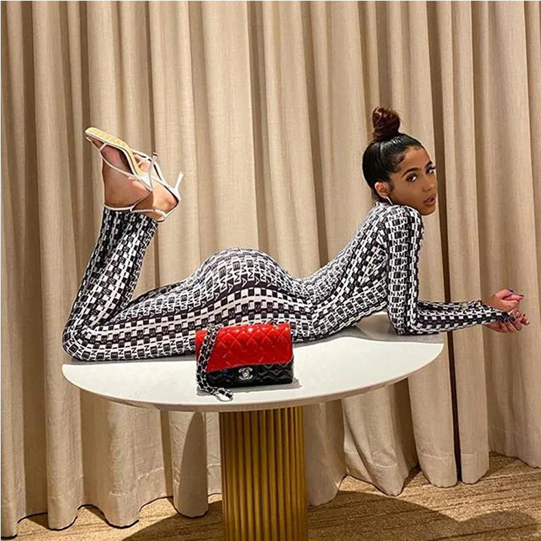 Женский Облегающий комбинезон с длинным рукавом круглым вырезом| |