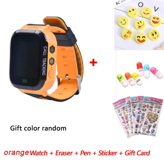 orange with gift 2 Q02 Детские умные часы с камерой и подсветкой, Детские часы с сенсорным экраном, SOS Вызов, LBS, отслеживание местоположения, Детские умные часы - Цвет: orange with gift 2